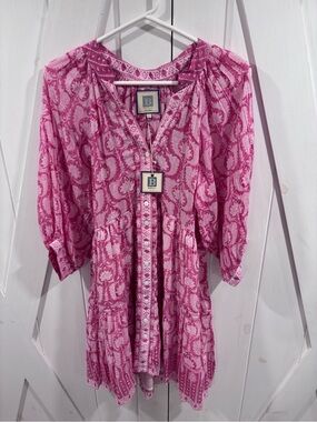 Bright Pink Printed Mini Dress by Banjanan